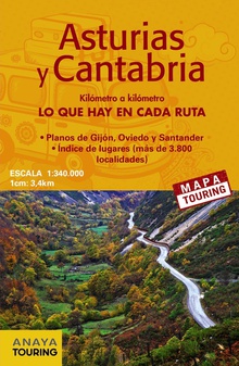 MAPA DE CARRETERAS ASTURIAS Y CANTABRIA 1:340.000 2018 Desplegable