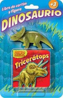 Triceratops libro de carton y figura dinosaurio
