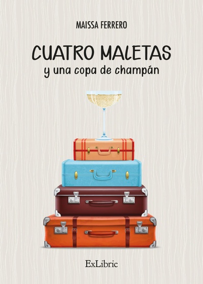 Cuatro maletas y una copa de champán