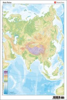 Paq/50 mapas asia físico mudos en color