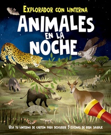 Animales en la noche Explorador con linterna